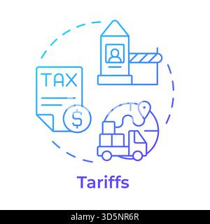 Tariffs blue gradient concept icon Stock Vector