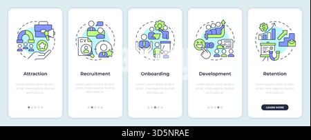 Employee lifecycle onboarding mobile app screen Stock Vector