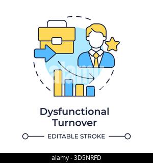 Dysfunctional turnover multi color concept icon Stock Vector