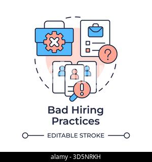 Bad hiring practices multi color concept icon Stock Vector