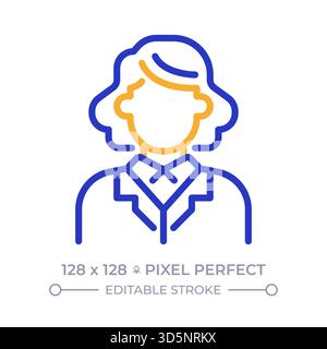 Businesswoman pixel perfect two color line icon Stock Vector