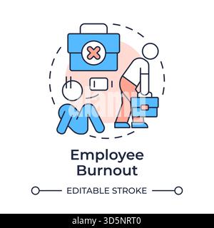 Employee burnout multi color concept icon Stock Vector