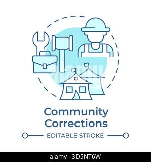 Community corrections soft blue concept icon Stock Vector