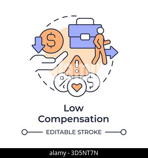 Low compensation multi color concept icon Stock Vector