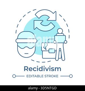 Recidivism soft blue concept icon Stock Vector