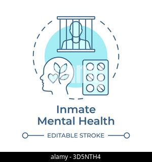 Inmate mental health soft blue concept icon Stock Vector