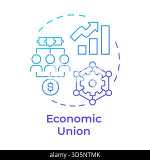Economic union blue gradient concept icon Stock Vector