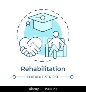 Rehabilitation soft blue concept icon Stock Vector
