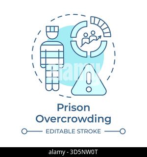 Prison overcrowding soft blue concept icon Stock Vector