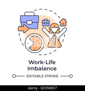 Work life imbalance multi color concept icon Stock Vector