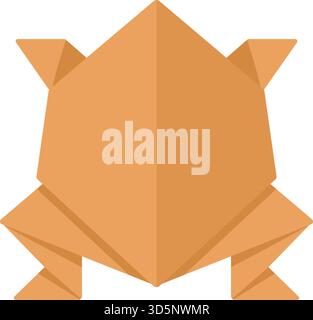 A folded paper frog rendered in warm kraft tones showing distinct triangular limbs and head in classic origami style Stock Vector