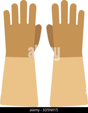 A pair of tan safety gloves with long cuffs designed for gardening or workshop tasks Stock Vector