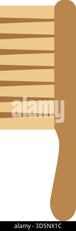 A simple wooden comb illustrated in side view with long handle and closely spaced teeth for personal care Stock Vector