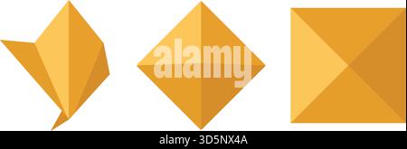 A row of small gold faceted diamond and pyramid tiles forming a decorative border strip Stock Vector
