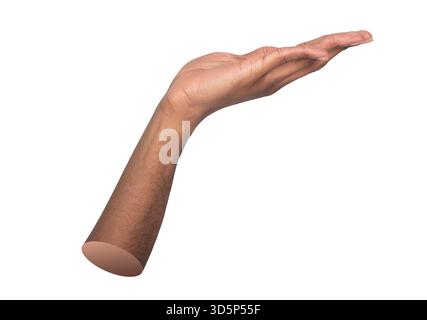 Open hand gesture. African man extending palm forward in a symbolic act of offering or asking, expressing hope, support, and communication, concept of Stock Photo