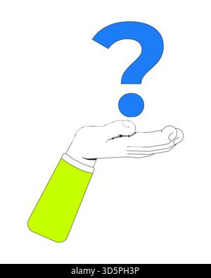 Human hand holding floating question mark vector illustration Stock Vector