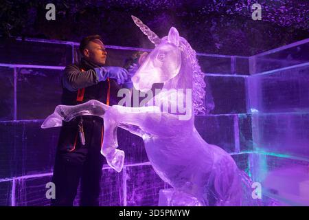 Unicorn Ice Sculpture Stock Photo - Alamy