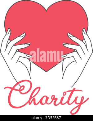 Charity heart in hands logo template Stock Vector