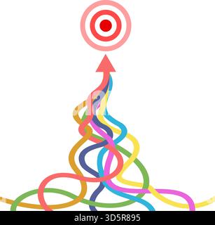 Merged arrows running to target Stock Vector