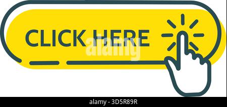 Click here yellow button Stock Vector