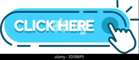 Clicked button with pressing finger icon Stock Vector