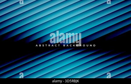 Black and blue abstract background with striped glass gradient. Vector illustration Stock Vector