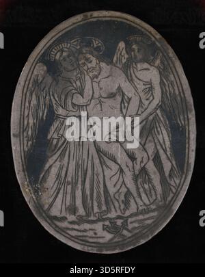 A circa 1589 Venetian painting depicting the dead Christ supported by ...