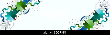 Stylized view of gears integrated with microcircuits. Concept of combining mechanics and electronics. Stock Vector