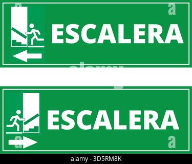 A green escaleras signs on a white background (trad. stairway) Stock Vector