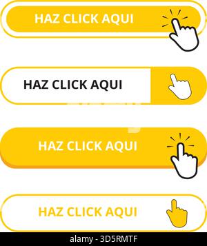 White and yellow haz click aquí button on a white background (trad. click here) Stock Vector