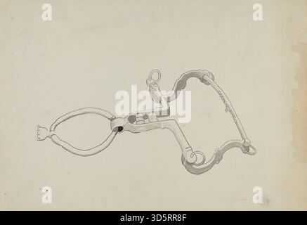 Roller bit created by J Henry Marley around 1936, used in drilling operations. The bit consists of a rotating cutting tool designed to penetrate rock and soil efficiently in industrial and mining applications. Stock Photo