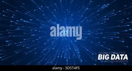 Abstract flow of data in cyber wormhole. Quantum computing information vortex. Digital singularity. Big data technology Stock Vector