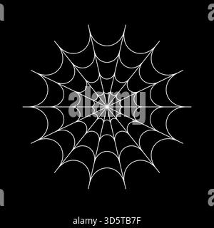 Spider web pattern for Halloween party. Scary spider web. Spooky white cobweb silhouette icon on a black background. Spiderweb simple backdrop. Dark Stock Vector