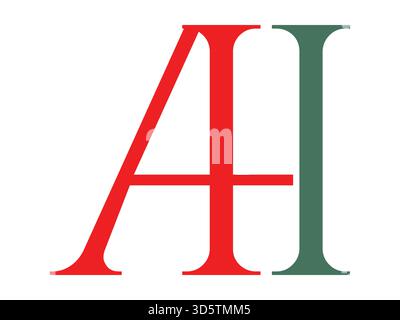 A clean and modern initial letter AH icon featuring a minimalist monogram style. Perfect for branding, logos, and professional identity projects. Suit Stock Vector