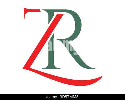 A modern and minimalist initial ZR icon featuring a clean monogram style. High-quality vector artwork perfect for identity systems, digital products, Stock Vector