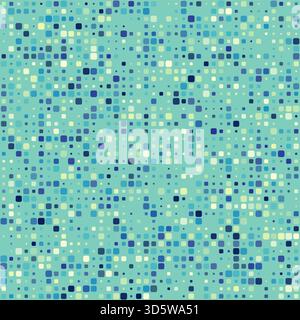 Seamless background pattern featuring rounded squares in multiple colors: teal, blue, green, aqua, and light shades. Stock Vector