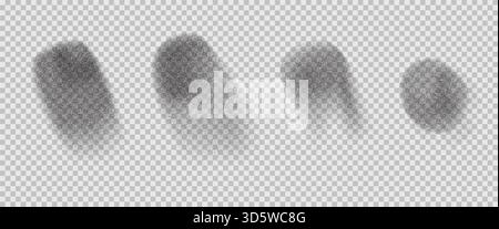 Grainy abstract blobs noise gradient icons. Grain gradation fluid shape dot airbrush spray shapes. Vector noise black stippled abstract figures with g Stock Vector