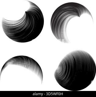 Contemporary set of halftone rounded 3d figures Stock Vector