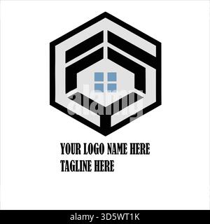 Stylish real estate logo featuring modern building silhouettes and minimal design, ideal for upscale property brands and corporate realty services Stock Vector