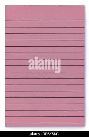 Pink rectangular note book paper, top vieuw. Isolated on a white background, Netherlands Stock Photo