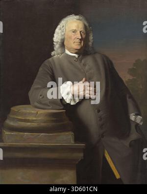 A circa 1760 portrait by John Singleton Copley depicting Epes Sargent, showing clothing, posture, facial expression, and background with detailed realism and careful composition. Stock Photo