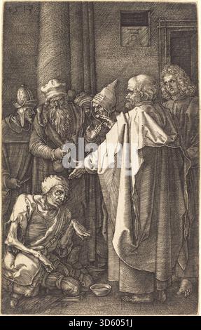 Illustration of Saint Peter and Saint John Healing the Lame Man Outside ...