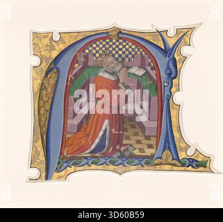 David In Script An artwork depicting King David surrounded by musicians and dancing ...
