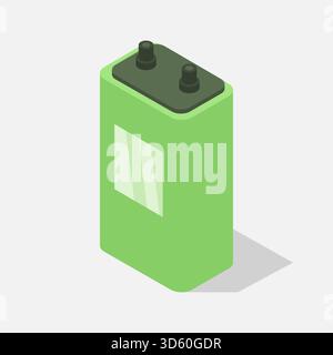 Isometric battery illustrated in vector Stock Vector