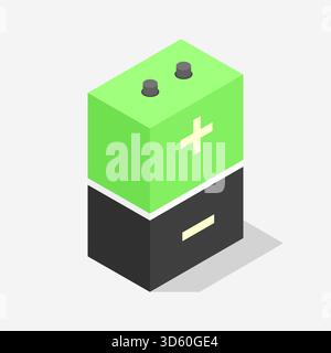 Isometric battery illustrated in vector Stock Vector