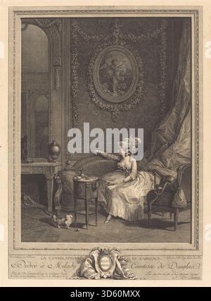 1785 print by Nicolas Delaunay after Nicolas Lavreince, 'La Consolation ...
