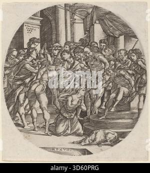 A 1517 painting by Domenico Campagnola depicting the Assumption of the ...