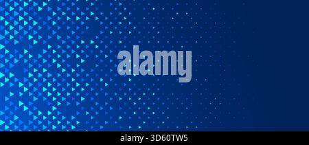 Blue neon triangle texture. Glowing arrow geometric background. Tech triangular mosaic pattern wallpaper. Fading arrow gradient for science poster, healthcare banner, business booklet, flyer. Vector Stock Vector