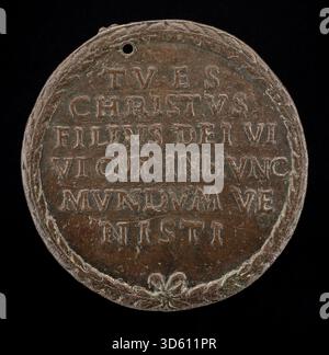 Wreath Inscription A 16th-century Roman engraving of an inscription within a decorative ...
