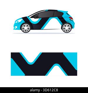 wrapping car Modern Creative with blue triangle design Stock Vector